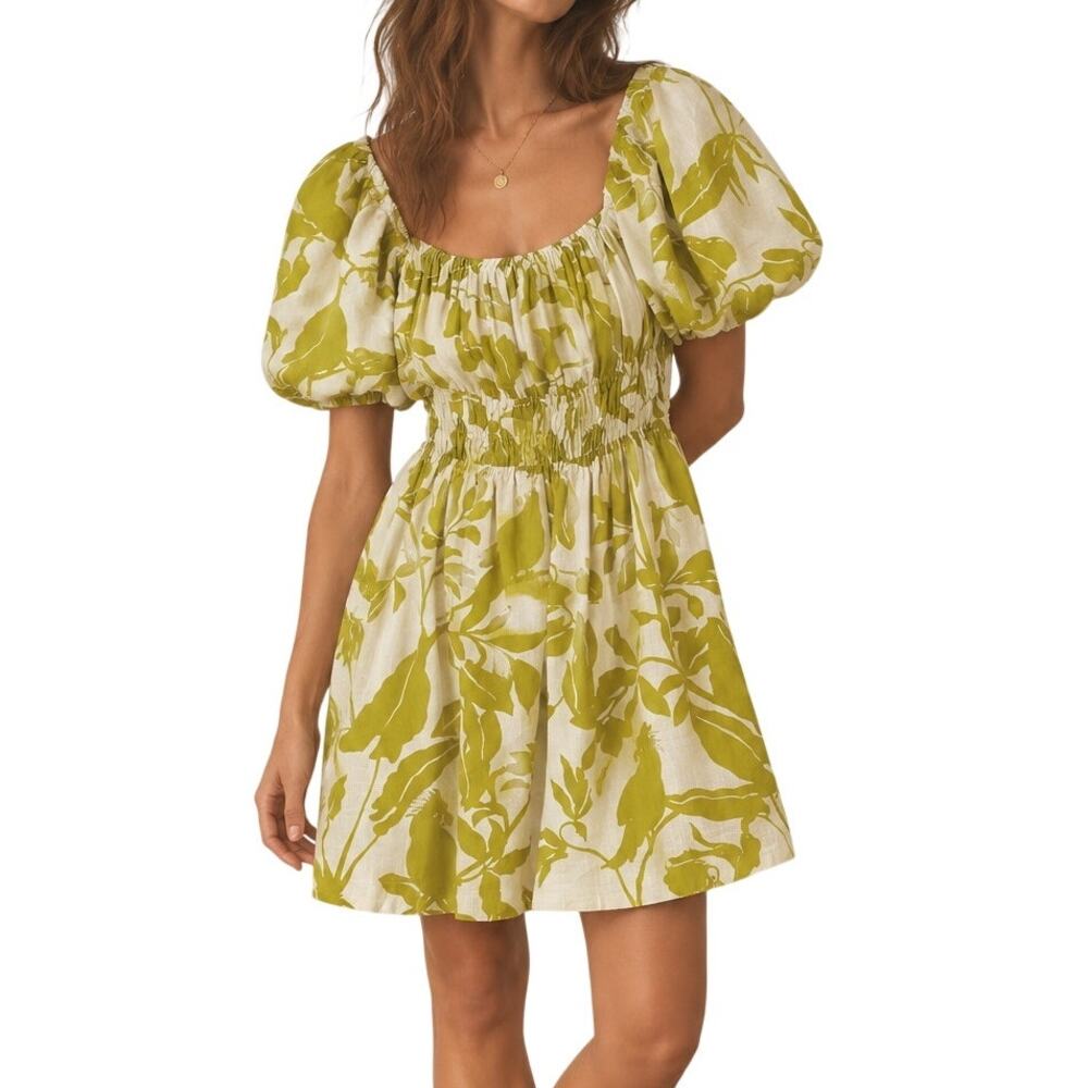 Anthropologie Maeve Feliciana Mini Dress Floral Tropical Resortwear Cotton-M